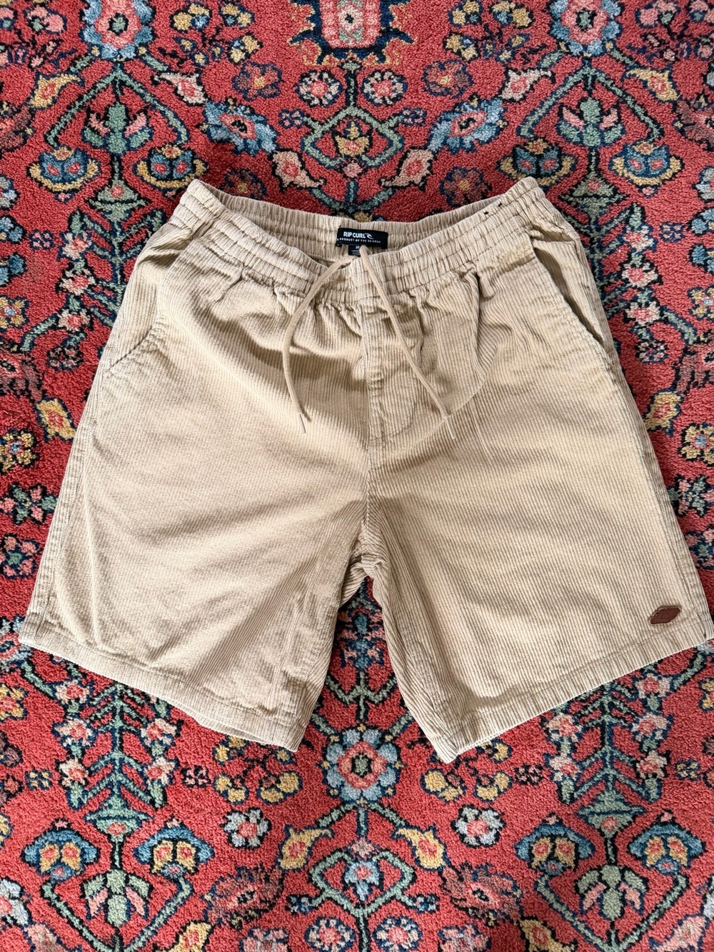 Rip Curl Beige Corduroy Drawstring Hybrid Shorts
